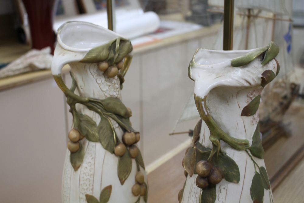 A pair of tall Royal Dux Art Nouveau two handled vases, early 20th century,